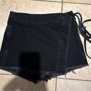 We The Free sis 4 Black Denim Wrap Shorts skirt skirt Free People